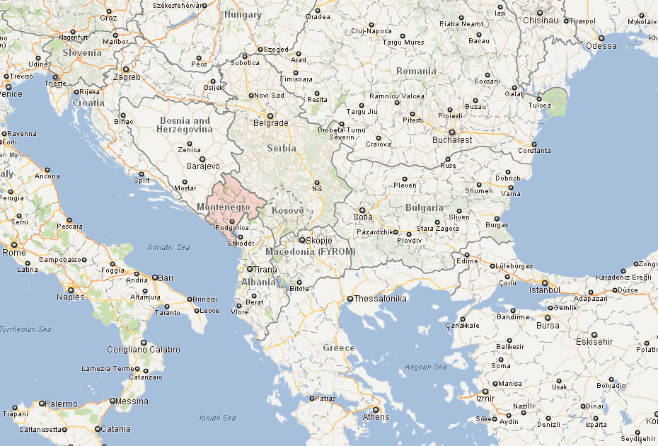 Map Of Montenegro Europe Map Of Montenegro Europe
